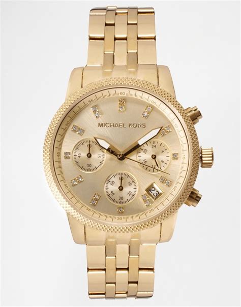 asos michael kors uhr|Michael Kors Ritz Glitz Gold Chronograph Watch .